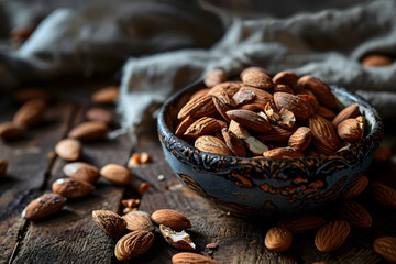 nice fresh almonds, almond food, eating almonds, nuts, fresh nut almonds, healthy food, food photography