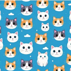 Cute cat pattern background