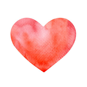 Hand painted watercolor heart isolated on a white background.
