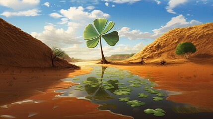 The lucky clover grows in the desert. The concept of growth and development