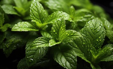 close up of mint leaves - Powered by Adobe