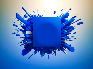 3d art of blue color high illustrate isolated background