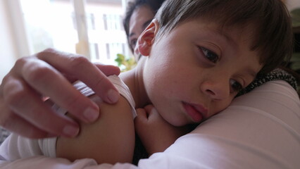 Soothing Embrace - Mother and Son Tender Moment at Home, mom consoling little boy after being hurt...