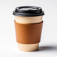 Mockup paper coffee cup with sleeve