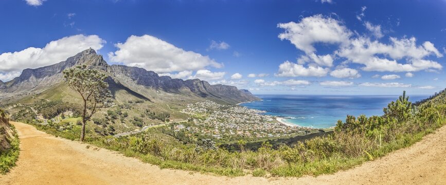 Panoramic picture of Camps Bay taken from Lions Head mountain