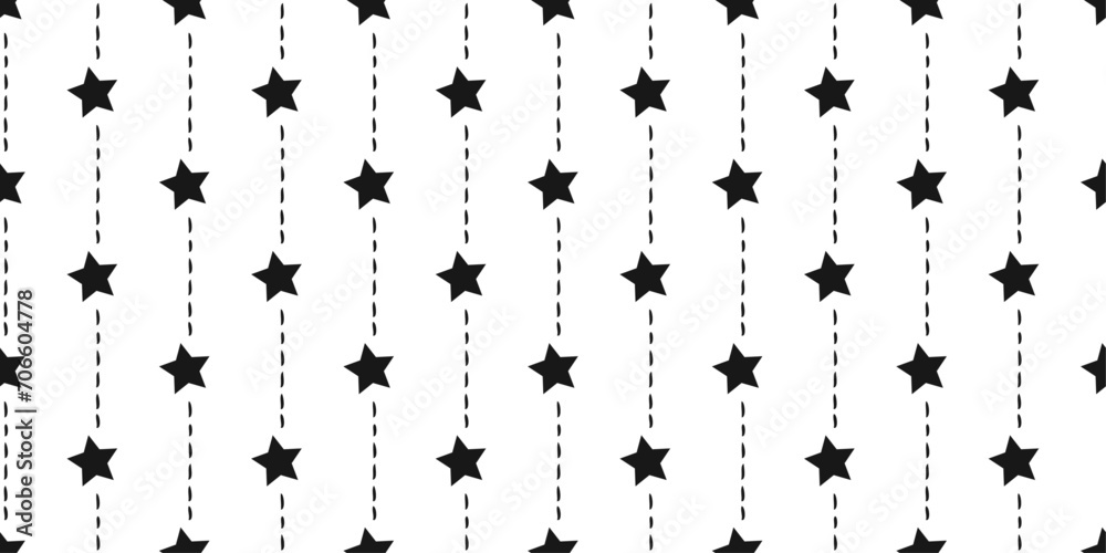 Poster A simple pattern of stars decorated with dotted lines. Seamless vector star pattern, universal and seamless.
