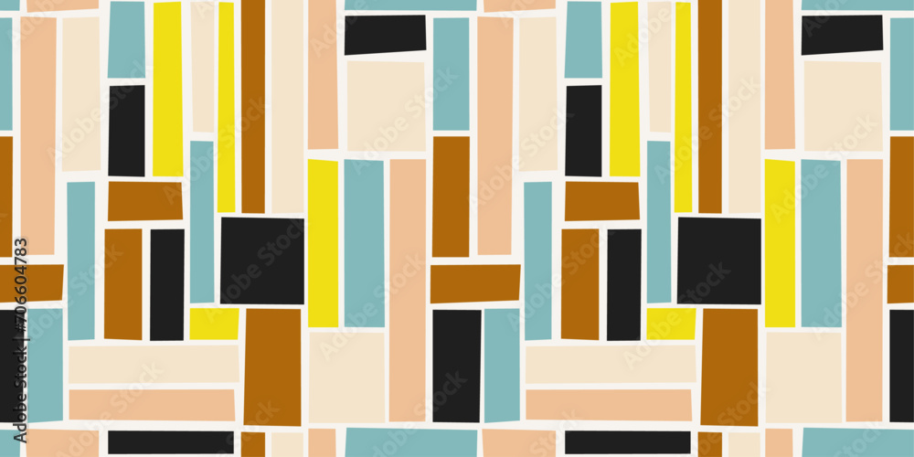 Leinwandbilder A pattern of colored rectangles laid out in a smooth mosaic. Seamless pattern of colored rectangle shapes, seamless art.