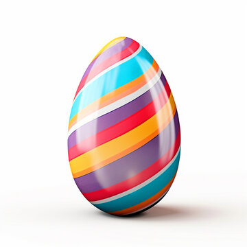 Colorful lines painted Easter egg on white isolated background - ai generative