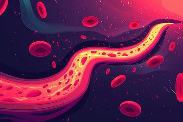 Graphic of Fat in unhealthy human blood vein cell Create with AI Generative - obrazy, fototapety, plakaty