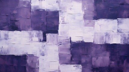 Abstract Oil Painting with overlapping Squares in white and dark purple Colors. Artistic Background...