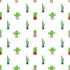 Cactus seamless pattern on a white background