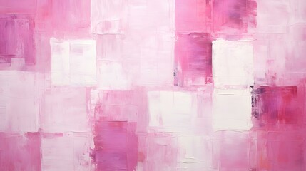 Abstract Oil Painting with overlapping Squares in white and fuchsia Colors. Artistic Background...