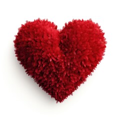 red heart made of petals on white background