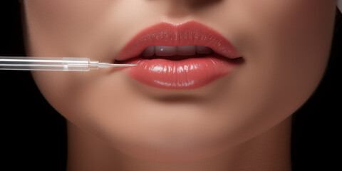 close-up cosmetic injection in the lips
