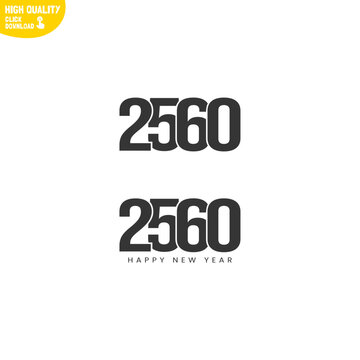 Creative Happy New Year 2560 Logo Design