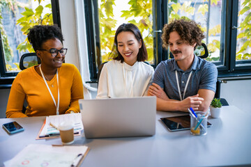 International workers group  having teamwork discussion managing project at work in meeting room.