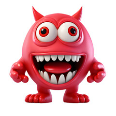 little red monster, 3d cartoon character, isolated on white background