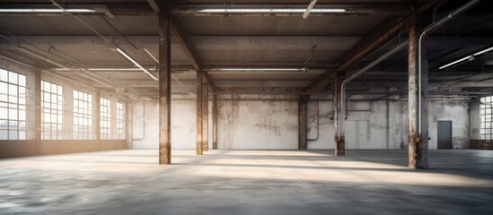 Vacant area in warehouse interior.