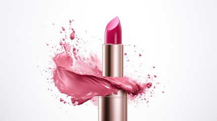 allure of a pink lipstick isolated on a clean white background.