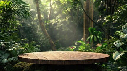 Wooden Table in Forest, A Natural Gathering Spot for Nature Lovers