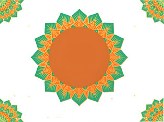 abstract floral frame, Indian flag theme orange green