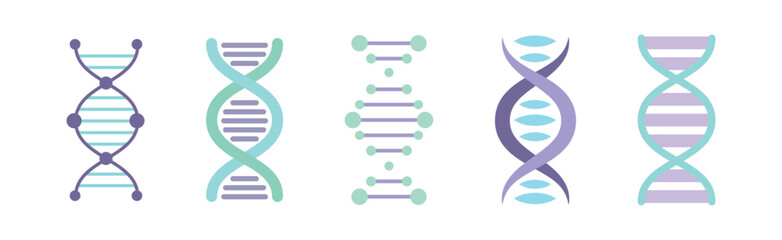 DNA Icons as Genetic Sign and Element Vector Set