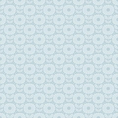 Hand drawn seamless pattern with decorative doodle flowers, repeat pattern with flowers and leaves