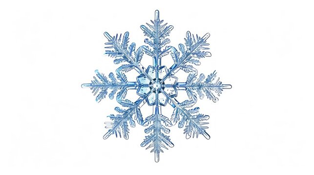 Close-up View of a Snowflake on a Plain White Background