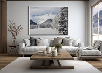 Living Room With Furniture and Wall Painting