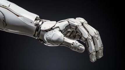 Futuristic robotic fist bumps human fist symbolizing shared purpose