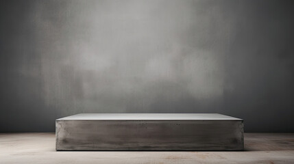 Modern concrete podium perfect for showcasing furniture gray - obrazy, fototapety, plakaty