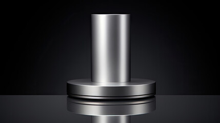 Modern brushed steel pedestal gray backdrop for tech gadgets