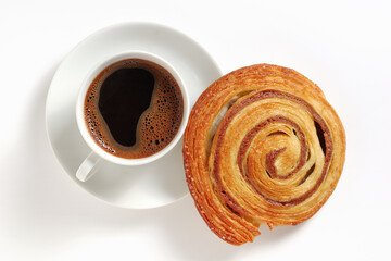 Coffee and cinnamon roll