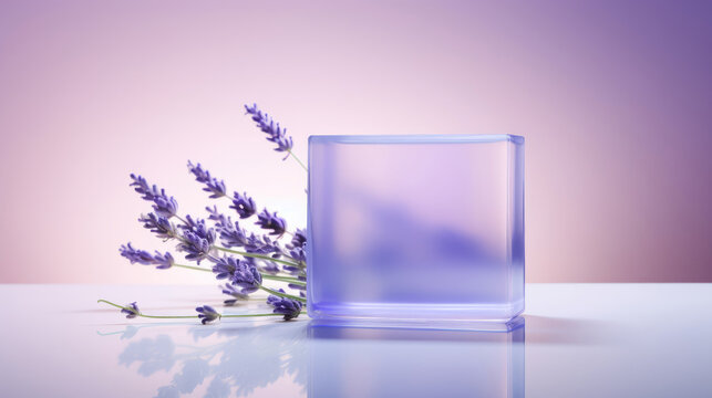 Acrylic display with diffused lighting lavender for wellness goods