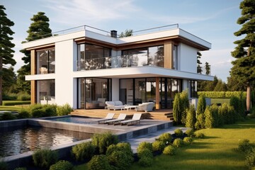 Spacious White House With Front Pool in Residential Area