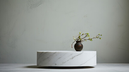 Minimalist marble pedestal perfect for elegant ceramic presentation