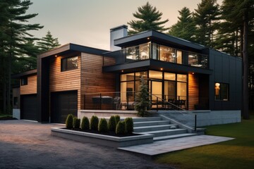 Fototapeta premium Spacious Modern House With Abundance of Windows for Ample Natural Light