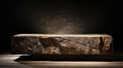 Organic textured stone podium for presenting earthy items