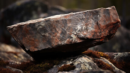 Fototapeta premium Granite pedestal warm lit for presenting rustic products