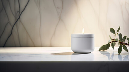 Minimalist white alabaster for premium fragrance display - obrazy, fototapety, plakaty