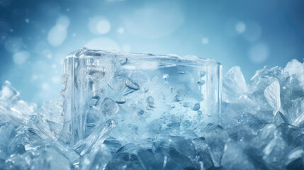 Chilled ice podium for showcasing refreshing skincare items