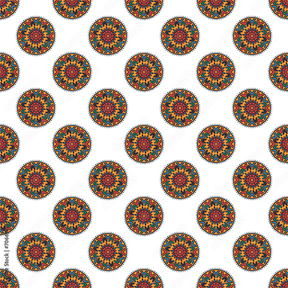 Wall mural Seamless mandala pattern on white background