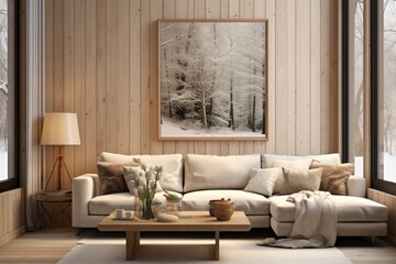 Furnished Living Room With Wall Painting