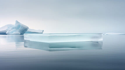 Elegant iceberg platform muted pastel background for wellness items