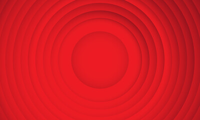 Abstract circle layers texture on red background with shadow.