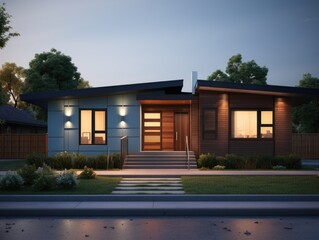 Rendering of a House With Front Porch and Stairs