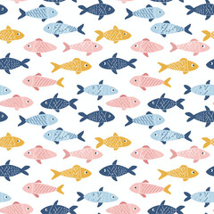 Fish seamless pattern. Can be used for gift wrapping, wallpaper, background