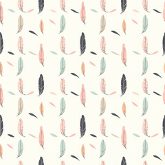 Fototapeta premium Feathers seamless pattern. Can be used for gift wrapping, wallpaper, background