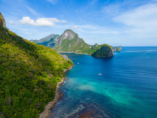 Philippines Aerial View. Cadlao Island. Palawan Tropical Landscape. El Nido, Palawan, Philippines. Southeast Asia.