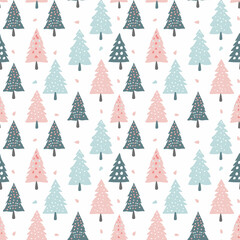 Christmas trees seamless pattern. Can be used for gift wrapping, wallpaper, background